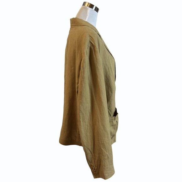 Lauren Ralph Lauren Women Plus Size 22W Arrowhead Tan 100% Linen Blazer 2 Button - Picture 4 of 11